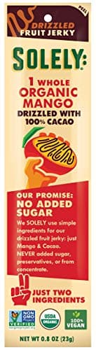 Solely Fruit Jerky Mango Cacao, 0.8 OZ | Pack of 12 - Plan-txs