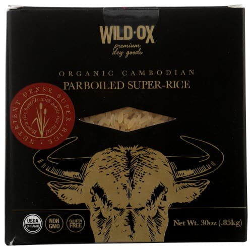 WILD OX: Organic Cambodian Parboiled Super Rice, 30 oz | Pack of 6 - Plan-txs