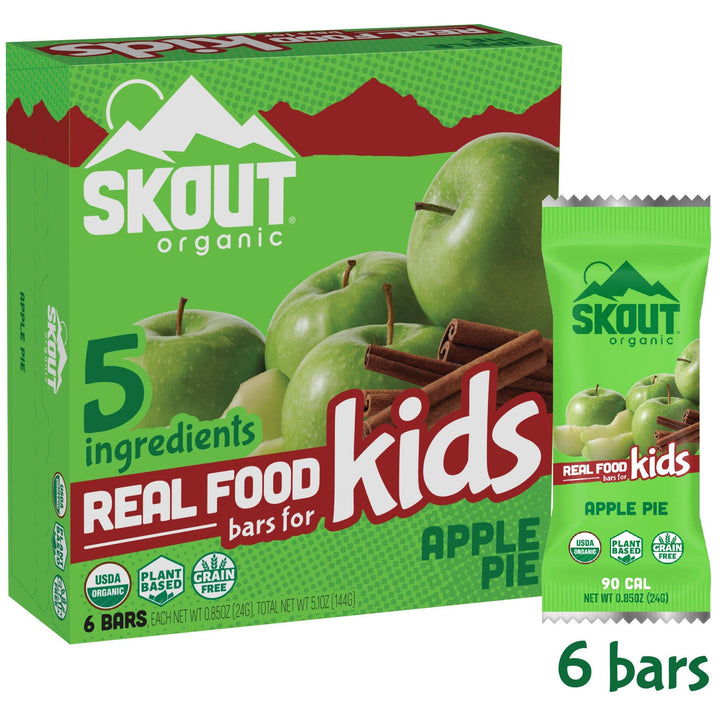Skout Organic Kids Bars, Apple Pie, 6 Bars, 0.85oz Each | Pack of 6 - Plan-txs