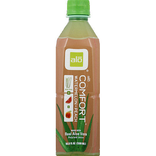 Alo - Aloe Vera Juice Drink Comfort Watermelon + Peach , 16.9 Oz | Pack of 12 - Plan-txs