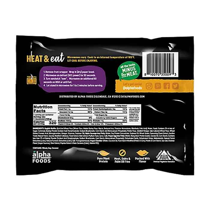 Alpha Foods - original Sandwich Breakfast, 5.5oz - Back