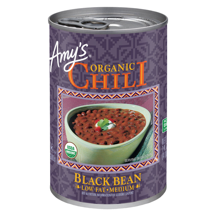 Amy's - Black Bean Low Fat Medium Chili, 14.7oz | Pack of 12 - Plan-txs