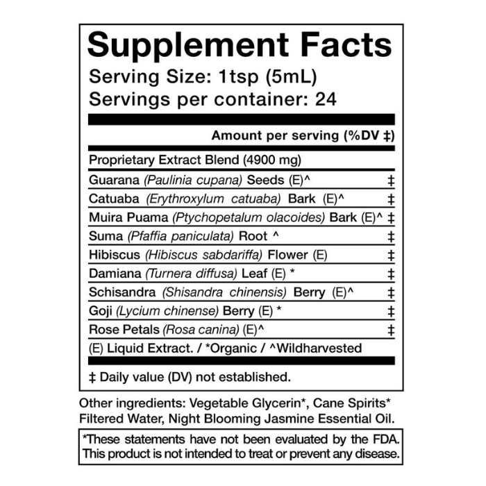 Anima Mundi - Euphoria Spirit Elixir: Aphrodisiac, 4fl oz - supplement facts