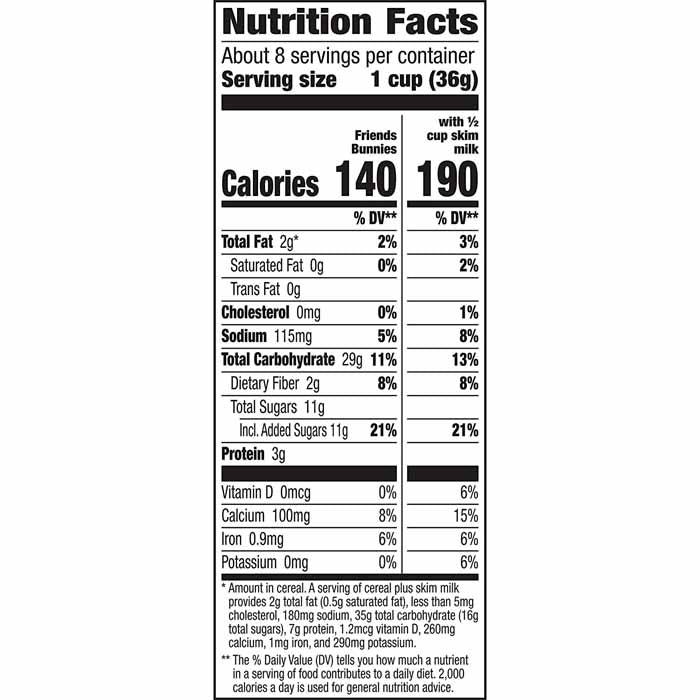 Annie's Homegrown Organic Cereal - Friends Binnies, 10oz - back