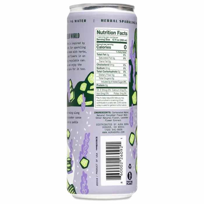 Aura Bora - Lavender Cucumber Sparkling Water, 12oz - Back