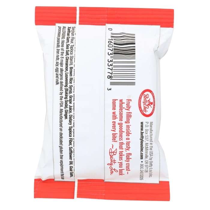 Betty Lou's - Gluten-Free Strawberry Fruit Bars, 2oz - back