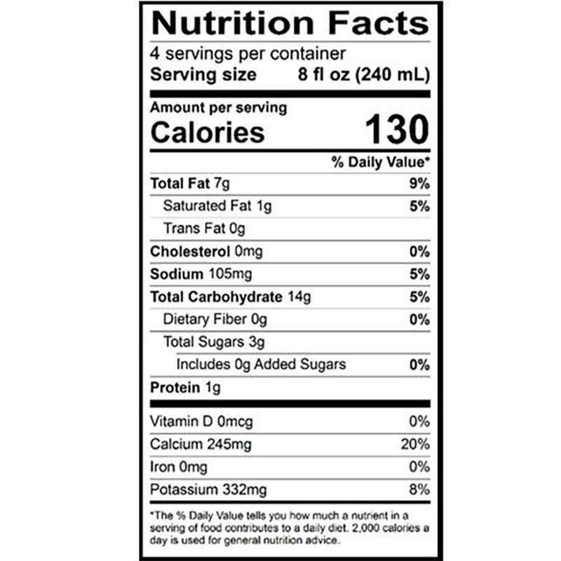 813636021611 - califia barista oat milk nutrition