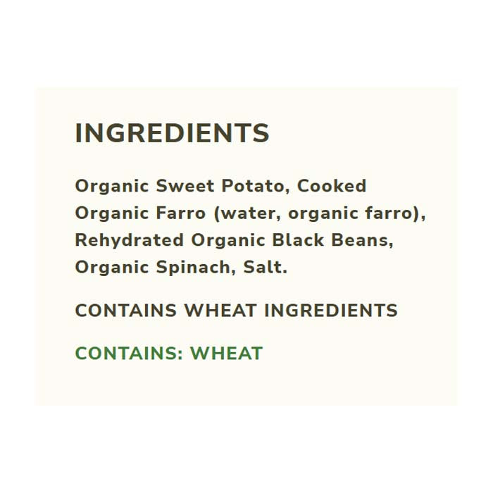 Cascadian Farm - Entree Sweet Potato Black Bean Spinach, 24oz - Back