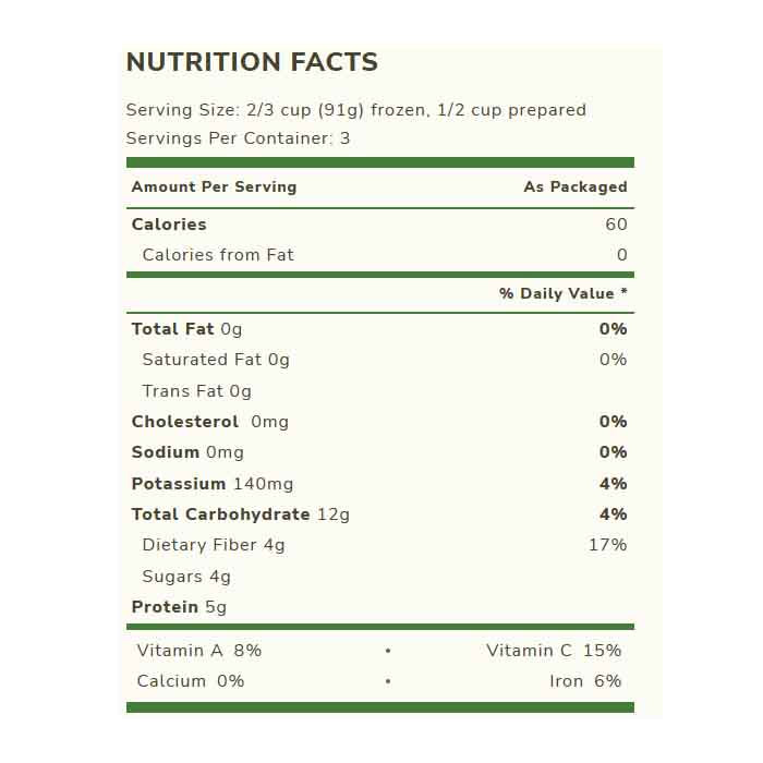 Cascadian Farm - Vegan Peas Sweet, 10oz - Back