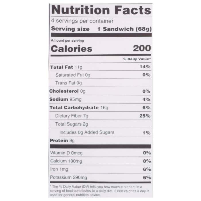 Chubby Snacks - PB&J Almond Butter & Blueberry Jam Sandwiches, 4 Pack - nutrition facts