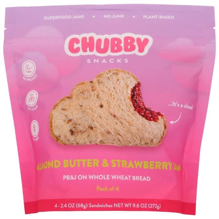 Chubby Snacks - PB&J Almond Butter & Strawberry Jam Sandwiches, 4 Pack - front