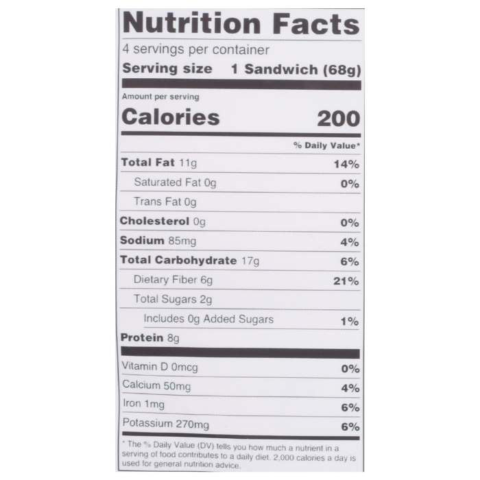 Chubby Snacks - PB&J Peanut Butter & Blueberry Jam Sandwiches, 4 Pack - nutrition facts
