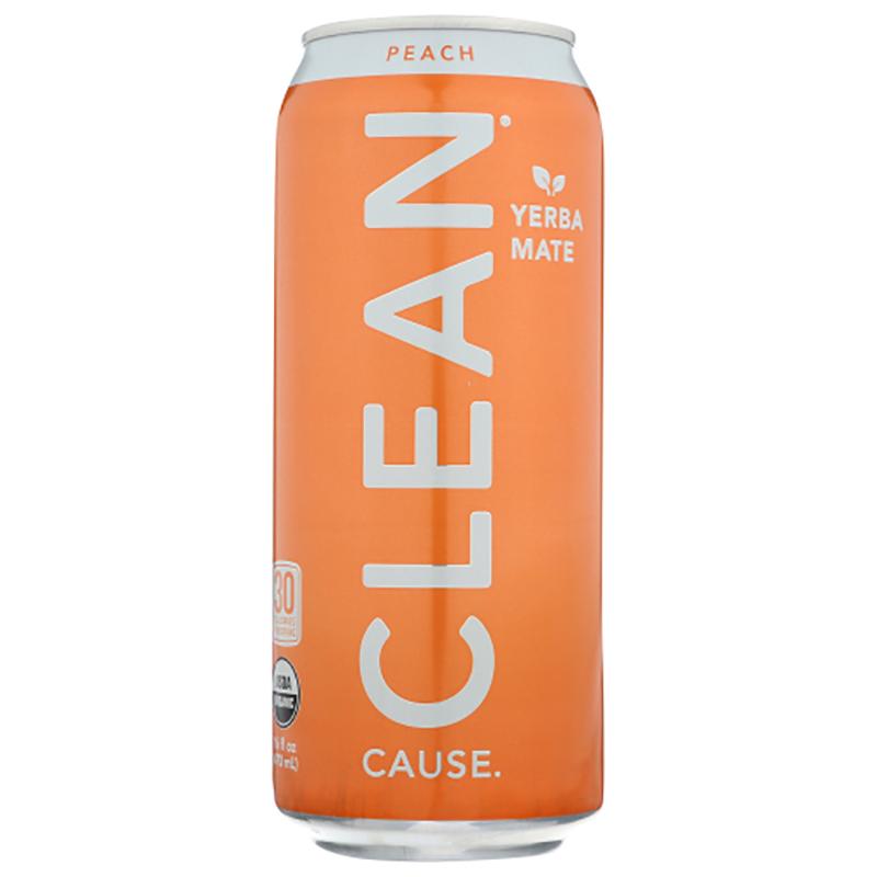 Clean Cause Yerba Mate Peach, 16 oz _ pack of 12