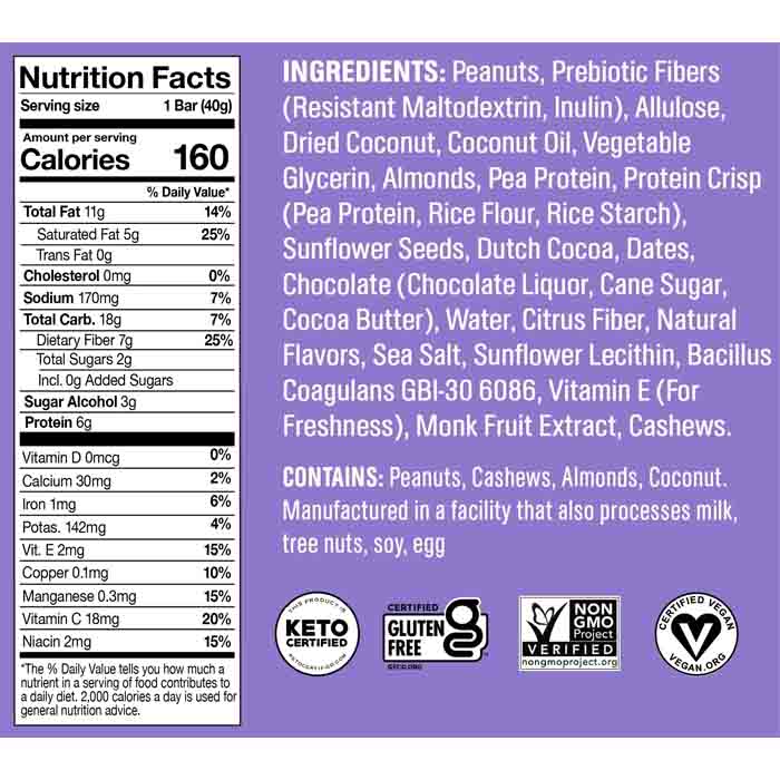 Core Foods - Bar - Dark Chocolate Sea Salt Keto, 1.4oz - back