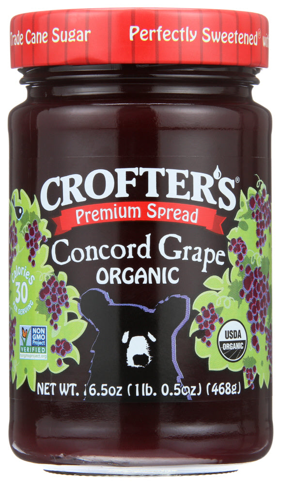 Crofter's - Organic Premium Spread Concord Grape, 16.5oz | Pack of 6 - Plan-txs