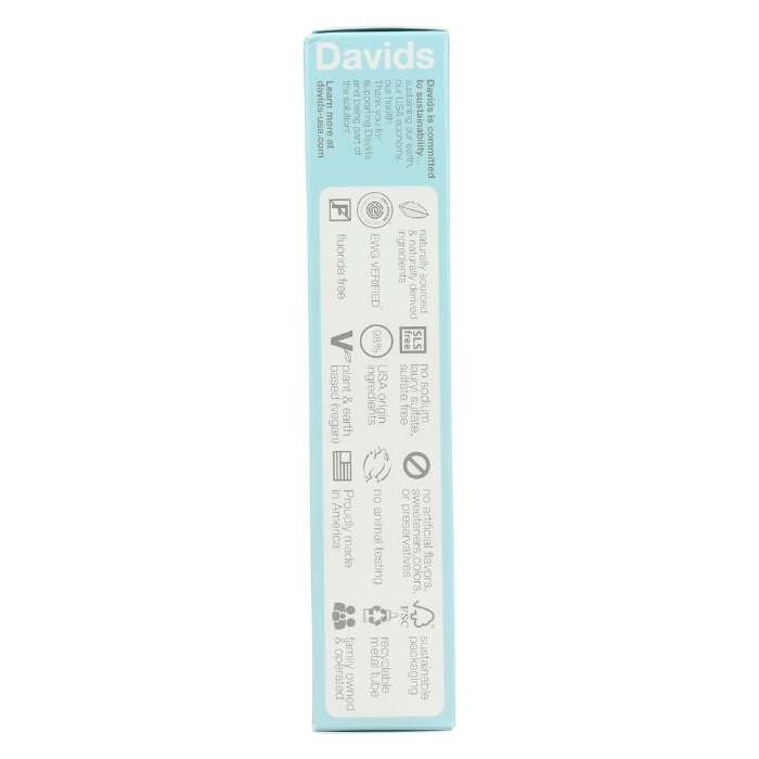 Davids - Spearmint Premium Natural Toothpaste, 5.25oz - back
