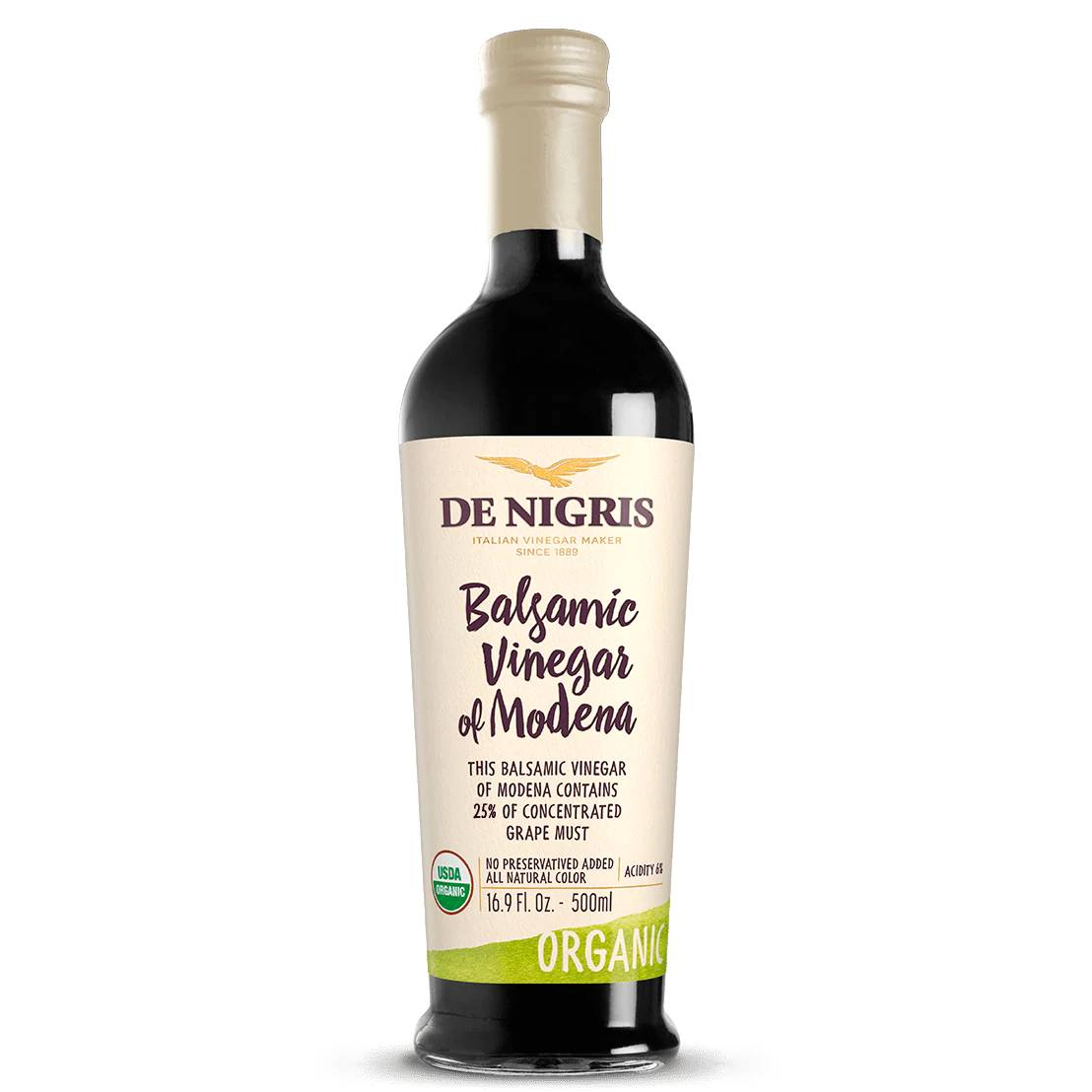 De Nigris: Organic Balsamic Vinegar 25%, 16.9 Oz
 | Pack of 6 - Plan-txs