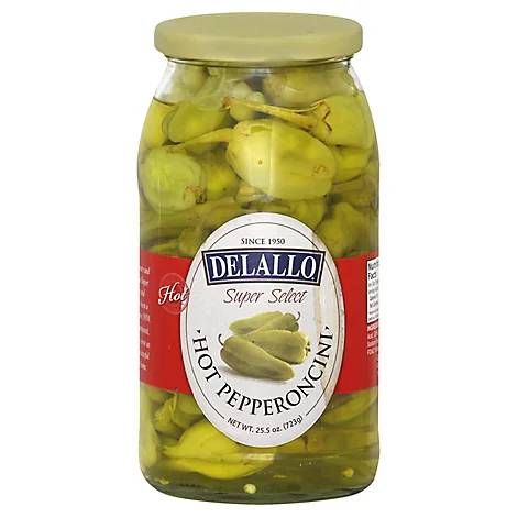Delallo Hot Pepperoncini - 25.5oz | Pack of 6 - Plan-txs
