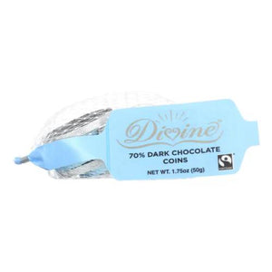 Divine Chocolate Coins - Silver - 70% Dark Chocolate - 1.75 oz.
 | Pack of 30