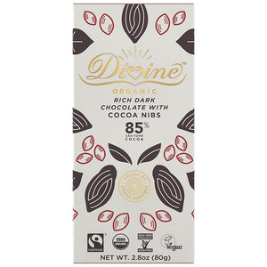 Divine Rich Dark Chocolate with Cocoa Nibs - 2.8 oz
 | Pack of 10