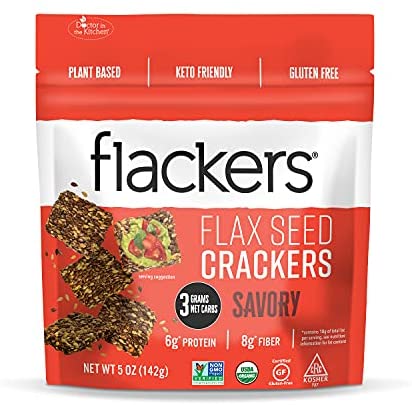 Doctor In The Kitchen - Flackers Savory Flaxseed Crackers, 5 Ounce | Pack of 6 - Plan-txs