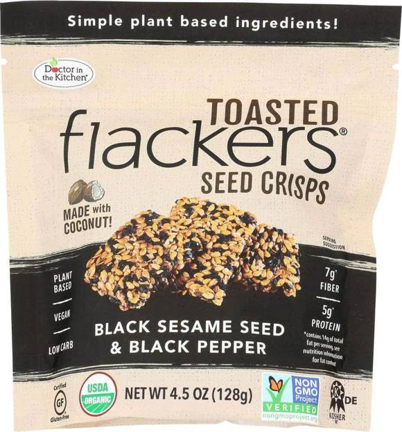 Doctor In The Kitchen: Black Sesame And Black Pepper Crisps, 4.5 Oz | Pack of 6 - Plan-txs
