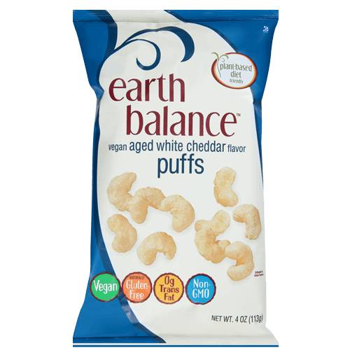 Earth Balance, Vegan Puffs, Aged White Cheddar Flavor, 4 oz
 | Pack of 12 - Plan-txs