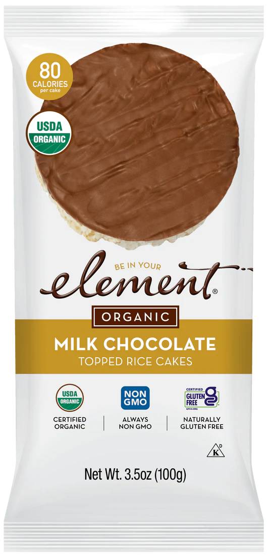 Element Organic Milk Chocolate Rice Cakes - Gluten Free 3.50 oz
 | Pack of 6 - Plan-txs