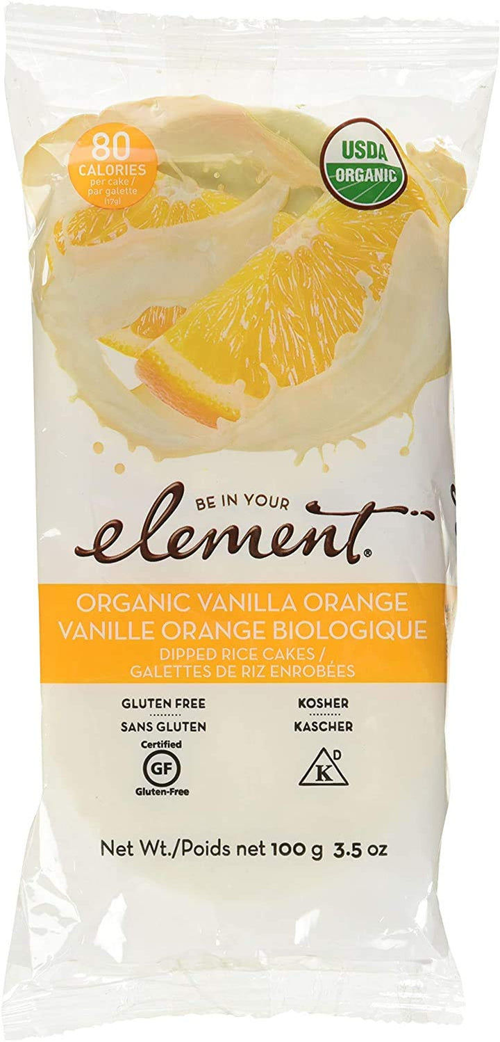 Element Snacks Organic Rice Cake Vanilla Orange, 3.5 oz | Pack of 6 - Plan-txs