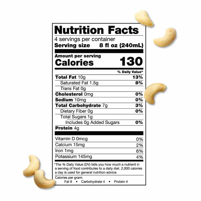 Elmhurst - Unsweetened Cashew Milk, 32oz - back
