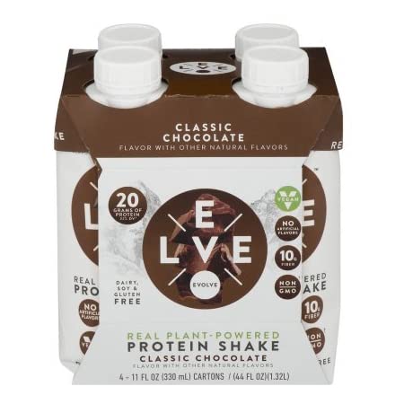 Evolve Real Plant-Powered Protein Shake Classic Chocolate - 4 CT | Pack of 3 - Plan-txs