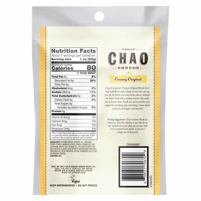 Field Roast - Creamy Original Chao Shreds, 7oz - back