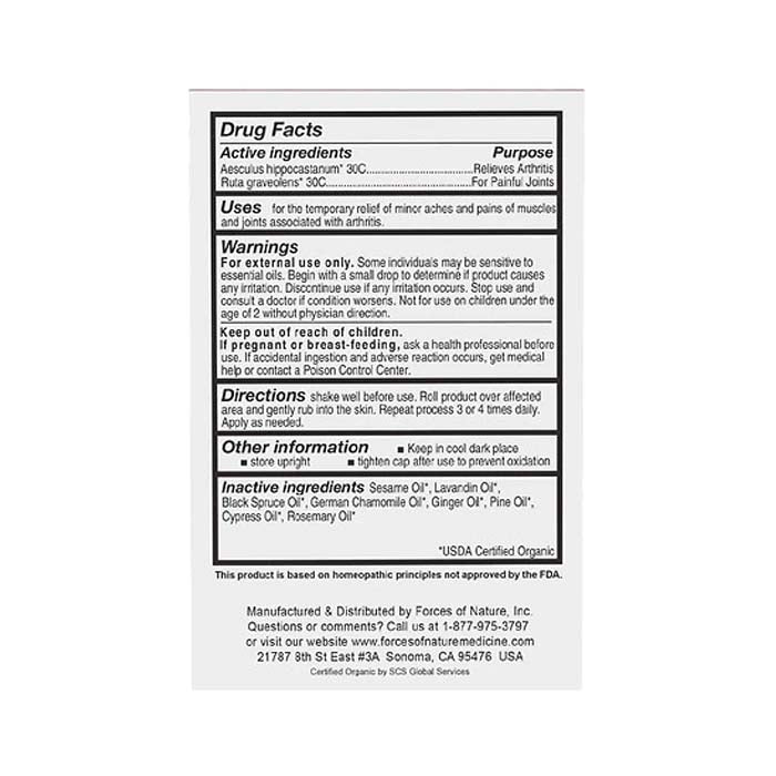 Forces of Nature  - Joint Pain Management (Rollerball), 0.14oz - back