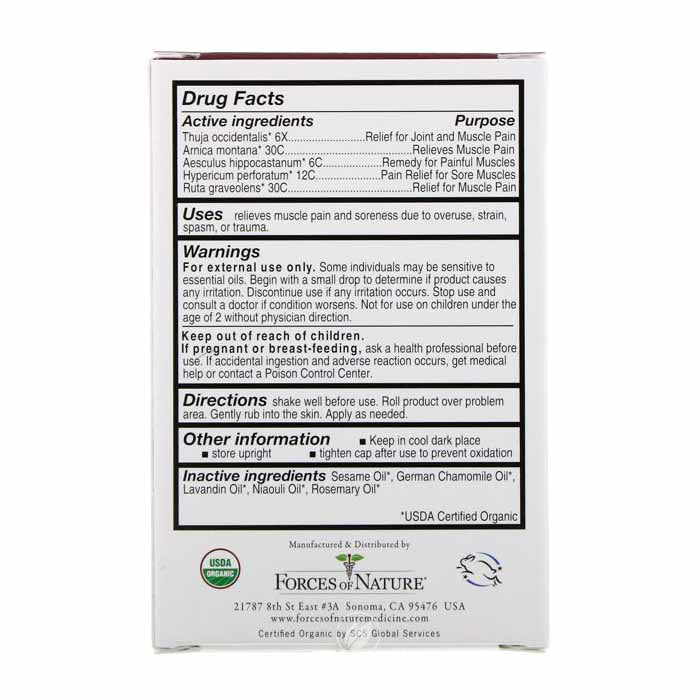 Forces of Nature  - Muscle Pain Management (Rollerball), 0.14oz - back