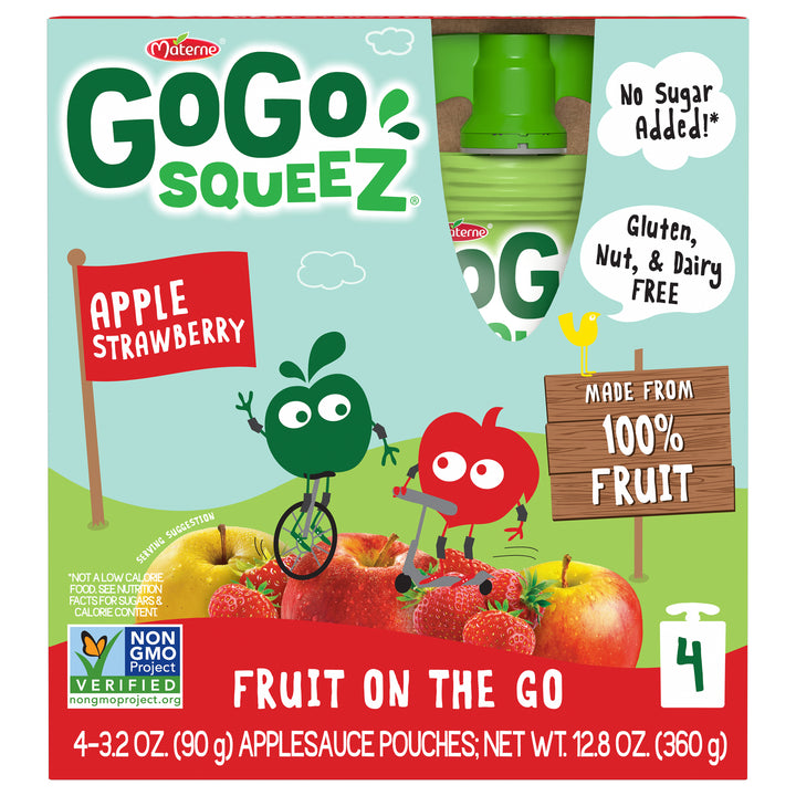 GoGo Squeez Applesauce, Apple Strawberry, 4 Pack, 12.8oz

 | Pack of 12 - Plan-txs