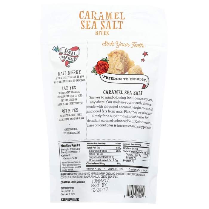 Hail Merry - Gluten-Free Bites Caramel Sea Salt, 3.5oz - back