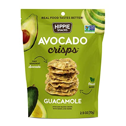 Hippie Snacks - Avocado Crisps Guacamole, 2.5 oz | Pack of 8 - Plan-txs
