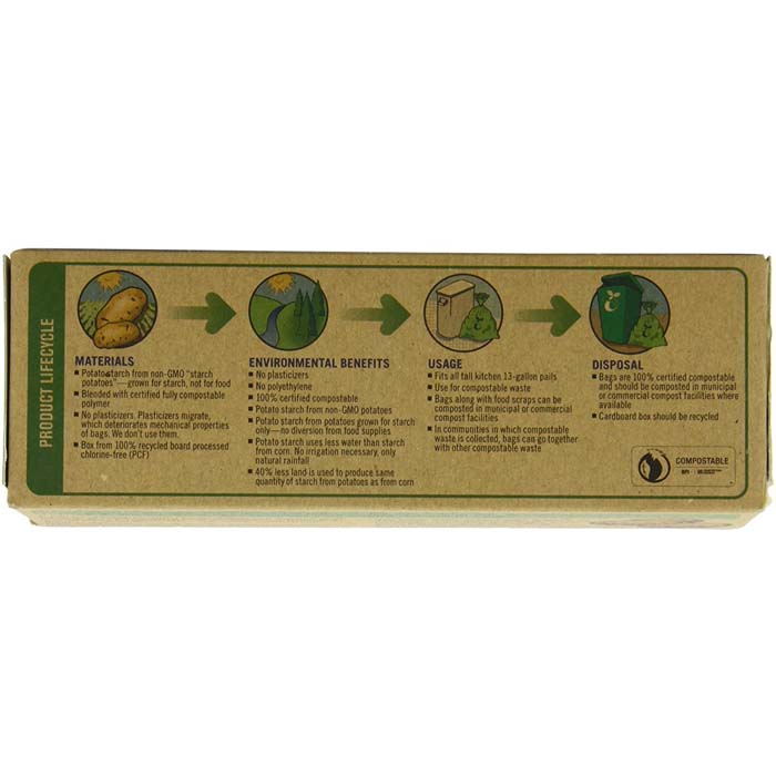 If You Care - Compostable Tall Kitchen Trash Bags - 13 Gallons, 12bg - back