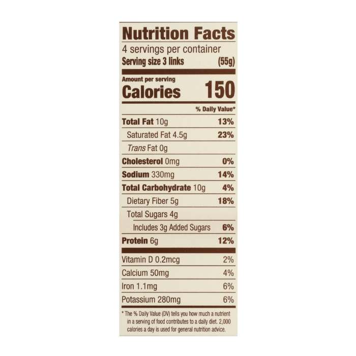 Jack & Annie's - Maple Breakfast Jack Sausages, 7.8oz - nutrition facts