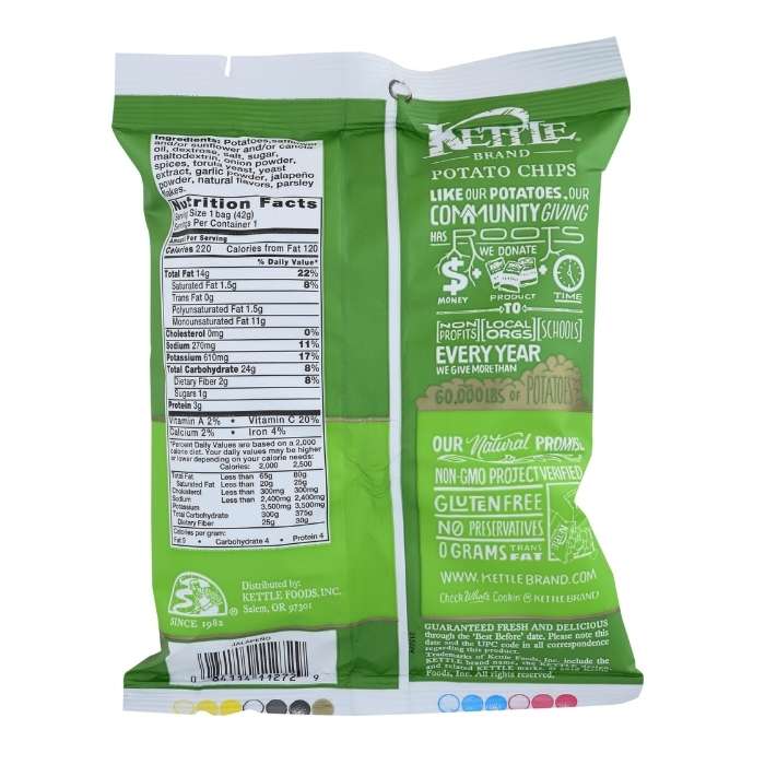 Kettle Brand - Potato Chips Jalapeno, 1.5oz - back