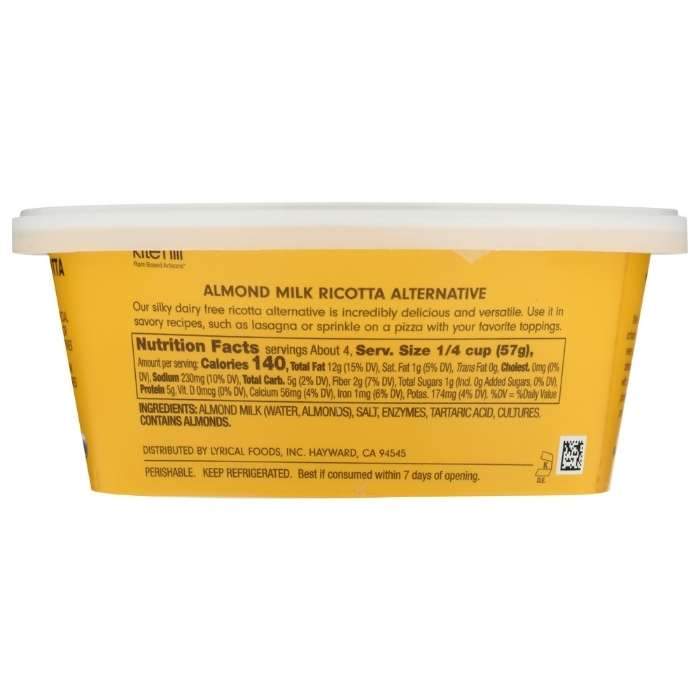 Kite Hill - Dairy Free Ricotta, 8oz- Back