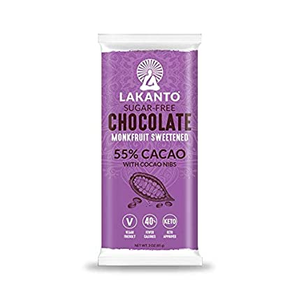 Lakanto Chocolate Bar 55% Cacao with Cacao Nibs – 3 oz | Pack of 8 - Plan-txs