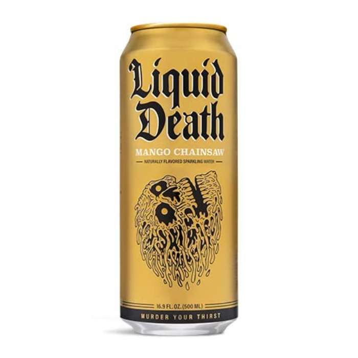 Liquid Death - Sparkling Water Mango Chainsaw, 12-Pack - front