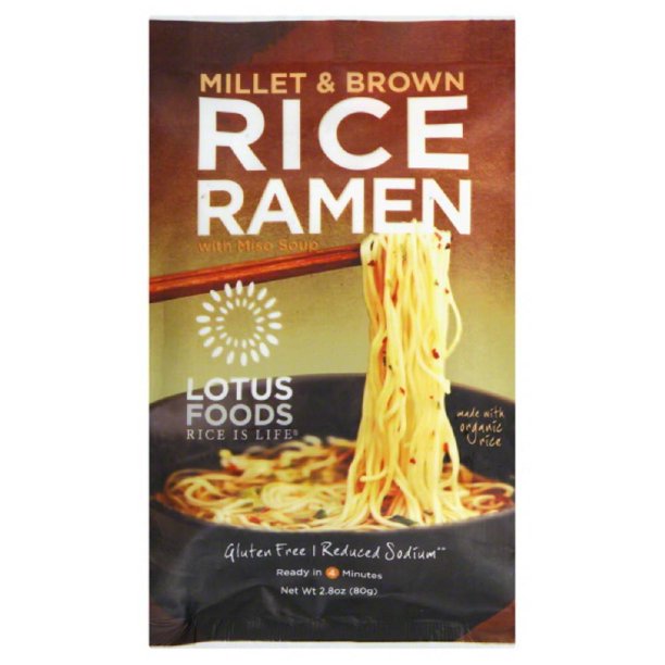 Lotus Foods - Gluten-Free Millet & Brown Rice Ramen with Miso Soup 2.8 Oz | Pack of 10 - Plan-txs