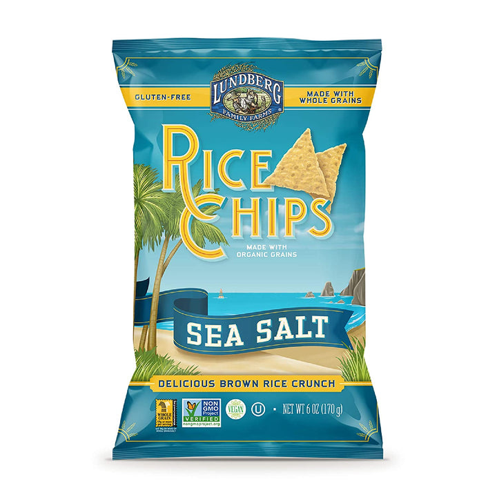 Lundberg, Rice Chips, Sea Salt, 6 oz | Pack of 12 - Plan-txs
