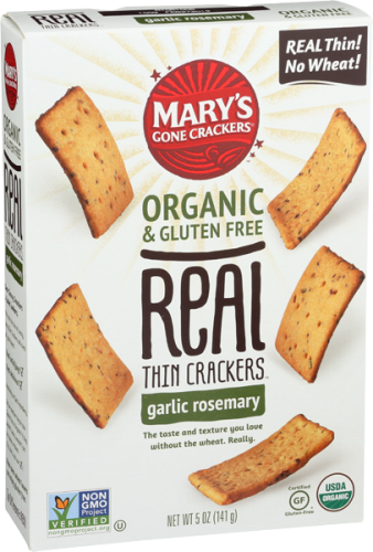 Mary's Gone Crackers - Garlic Rosemary Crackers, 5oz | Pack of 6 - Plan-txs