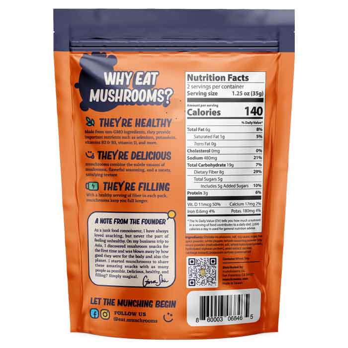 Munchrooms - Mushroom Jerky - Smoked Teriyaki, 2.5oz - back
