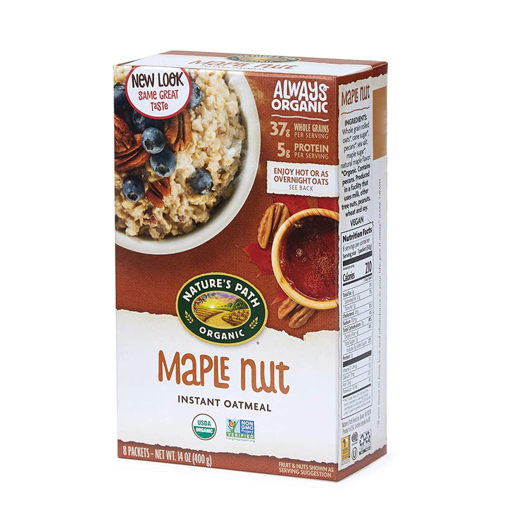 Natures Path Organic Maple Nut Hot Oatmeal 8ct, 14 oz | Pack of 6 - Plan-txs