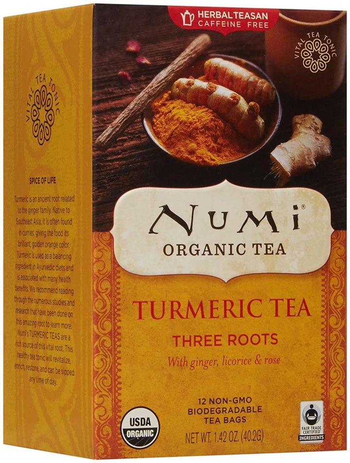 Numi Organic Tea Turmeric Three Roots - 12 CT
 | Pack of 6 - Plan-txs