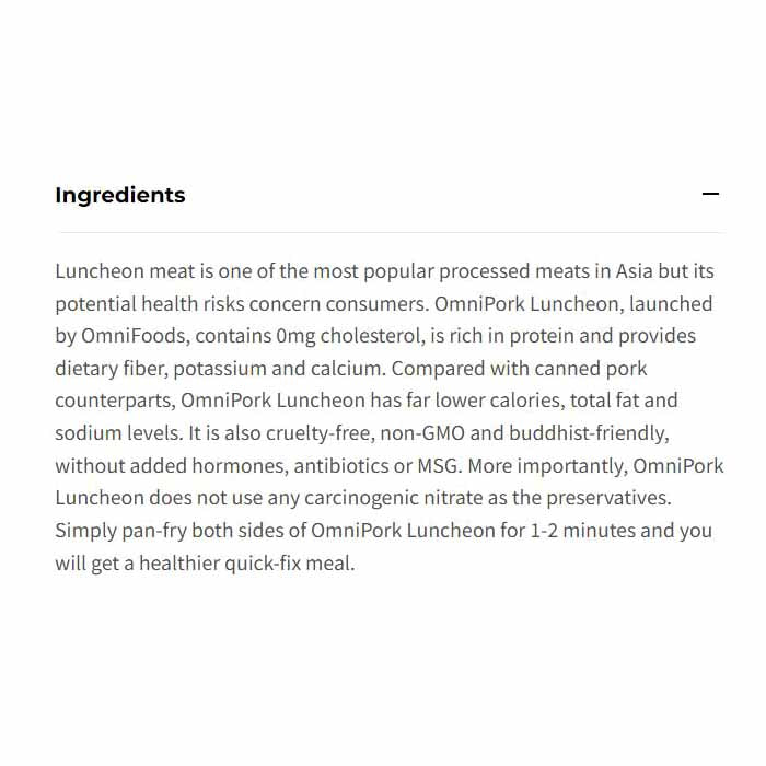 Omni Foods - Plant-Based Meat Style Luncheon, 8.5oz - back